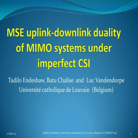 MSE uplink-downlink duality of MIMO systems under imperfect CSI | PDF