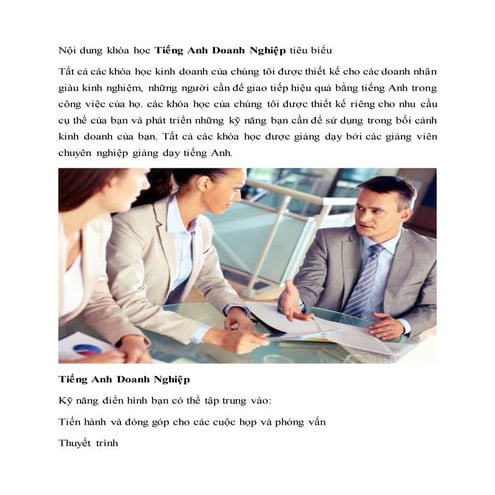 Tiếng anh doanh nghiệp - Cung cấp giáo viên nước ngoài uy tín.