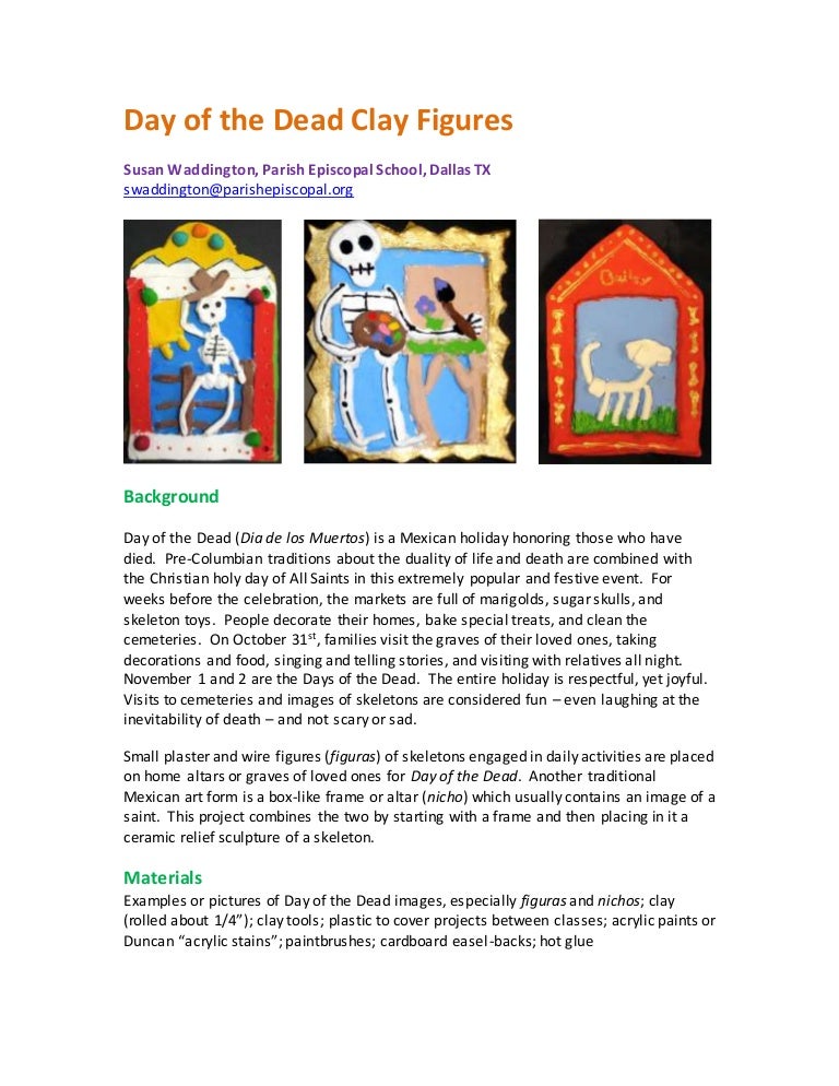 Taea Day Of The Dead Clay Figures Lesson Plan