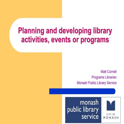 Planning and developing library activities, events or programs