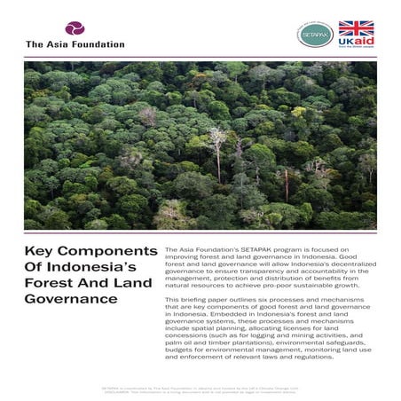 SETAPAK Environmental Governance Program: Improving forest and land ...