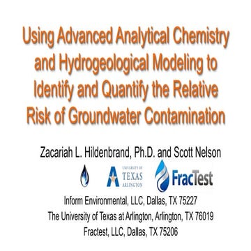 Using advanced analytical chemistry and hydrogeological modeling to identify ...