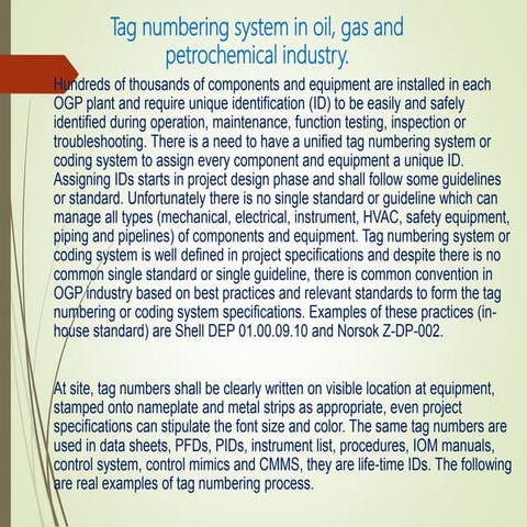 Tag numbering system