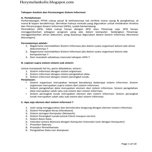 Tahapan analisis dan perancangan sistem informasi