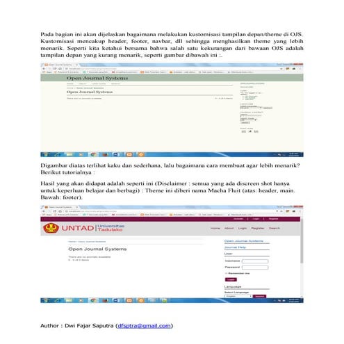 Tahapan kustomisasi theme untuk ojs