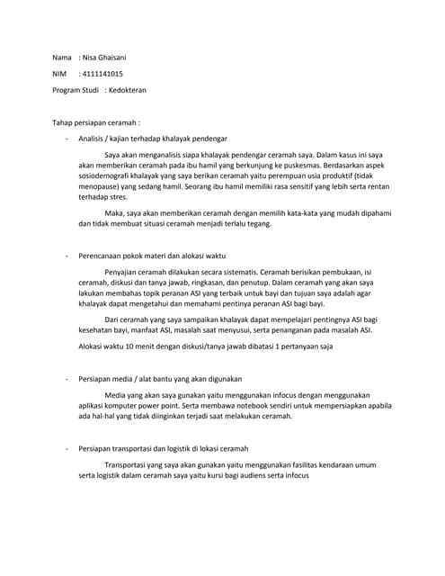 Tahap Persiapan Ceramah Tahap Persiapan Ceramah