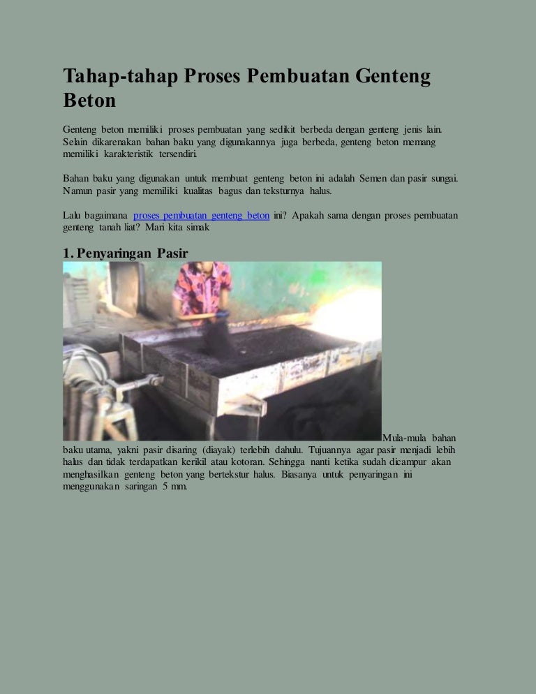 Proses Pembuatan Genteng Beton Genteng Beton Flat Genteng Beton Gel