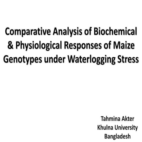 Comparative Analysis of Biochemical & Physiological Responses of Maize Genoty...