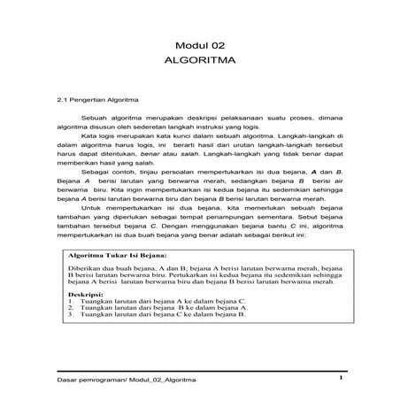 Dasar Pemrograman : Algoritma Pemrograman Pertemuan 2