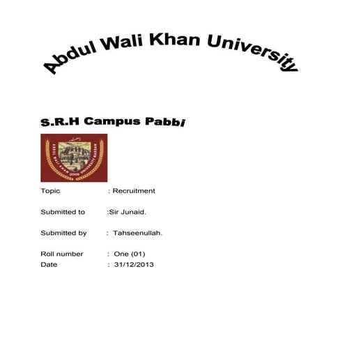 Tahseen ullah #01  Recruitment 