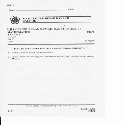 Tahun 5 kertas1 april