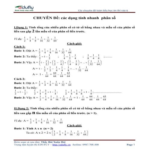 Tai lieu rat hay ve chuyen de tinh tong chuoi so hay cau kho