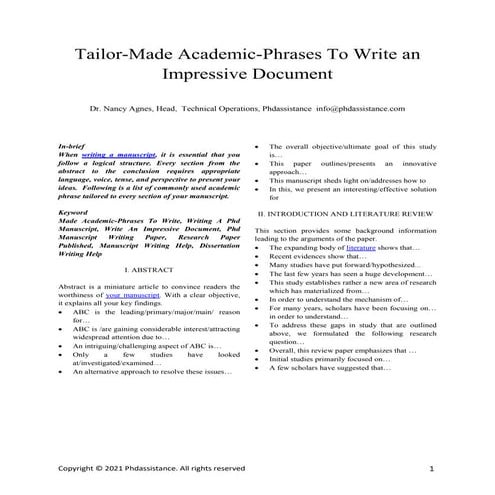 Tailor-Made Academic-Phrases To Write An Impressive Document - Phdassistance  