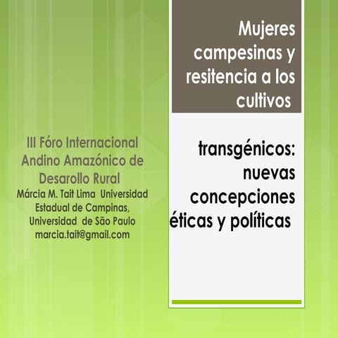 Mujeres campesinas y resitencia a los cultivos 