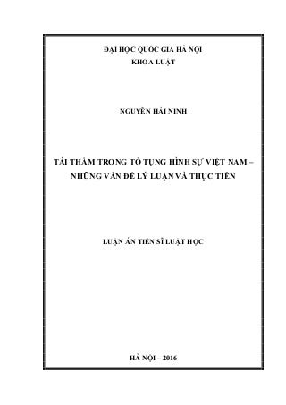Luận văn: Tái thẩm trong tố tụng hình sự Việt nam, HOT