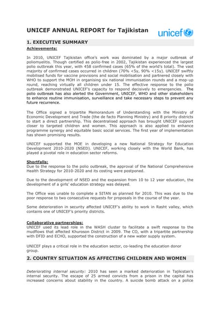 UNICEF Tajikistan 2010