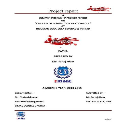 A PROJECT ON MARKETING COCA-COLA