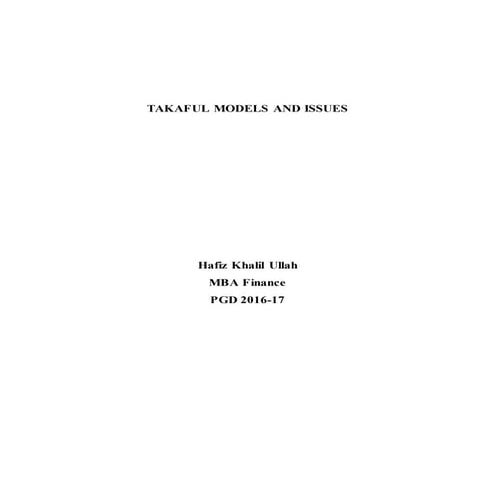 Takaful models and issues
