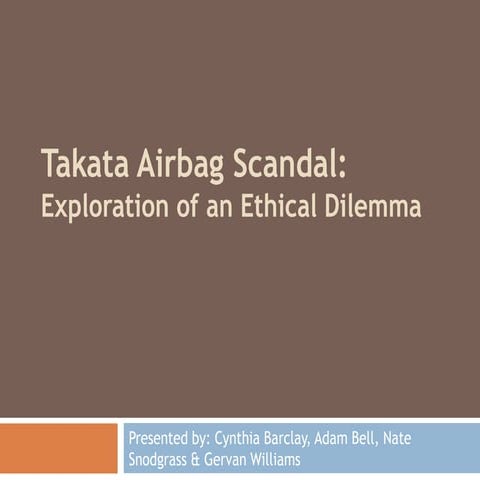 Takata airbag scandal - A Case of Ethical Dilemma