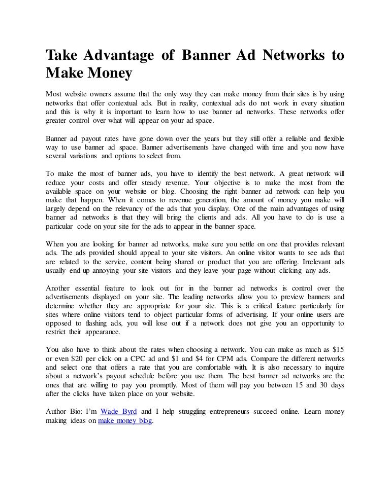 Take Advantage Of Banner Ad Networks To Make Money