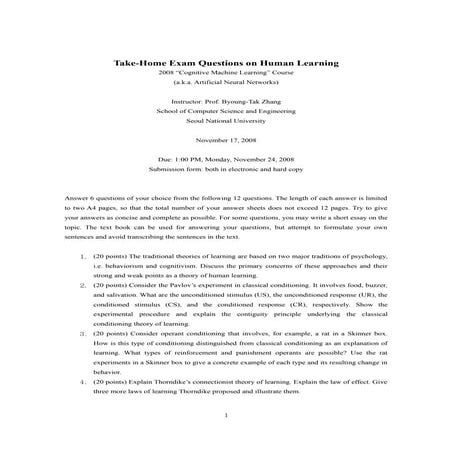 Psychology Take Home Exam Chapter 5 And 6 | DOC