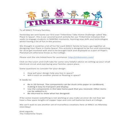 Take home challenge note