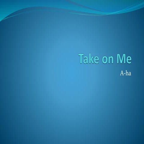 Take on me- music video analysis