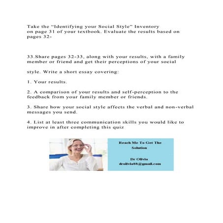 Take the Identifying your Social Style” Inventory on page 31 of y.docx