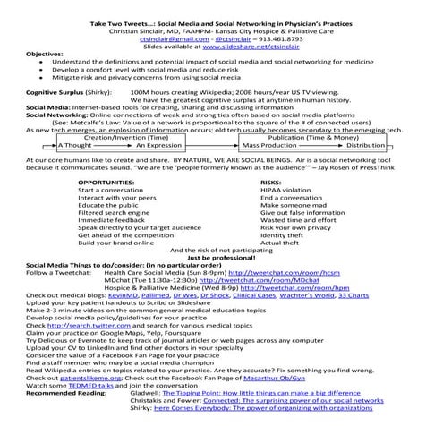 Take two tweets social media for doctors