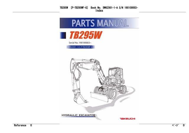 でんページ Takeuchi tb295 w hydraulic excavator parts catalogue manual