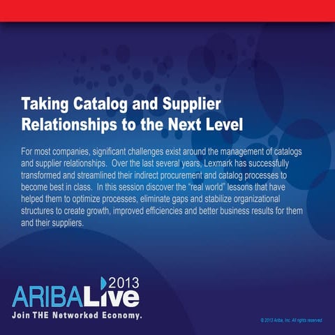 Taking Catalog and Supplier Relationships to the Next level