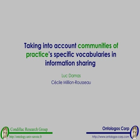 Taking into account communities of practice’s specific vocabularies in inform...