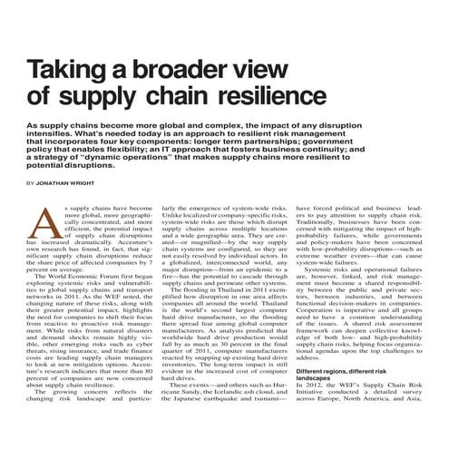 Taking a broader view of supply chain resilience