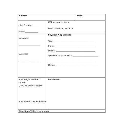 Taking notes from a video: Animal observations