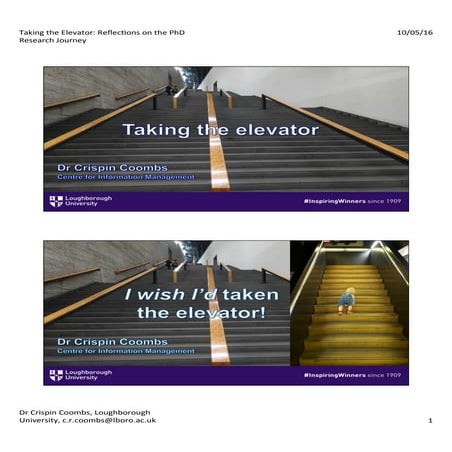 Taking the Elevator: Reflections on the PhD journey, DMU keynote May 2016