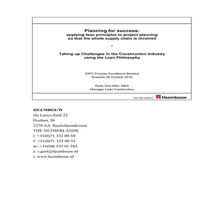 Taking up challenges in the construction industry using the lean philosophy  ...