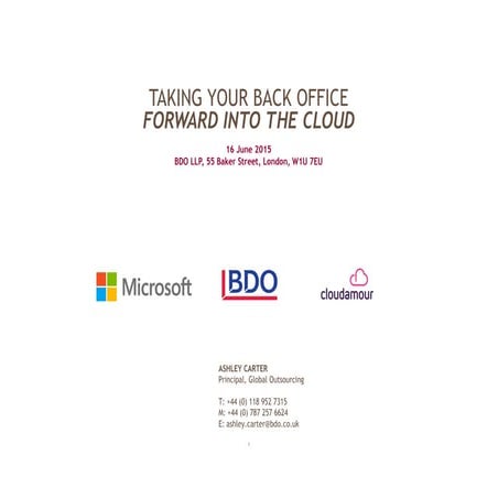 Taking your back office forward into the cloud