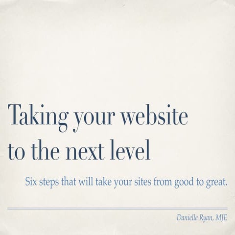 Taking your website to the next level