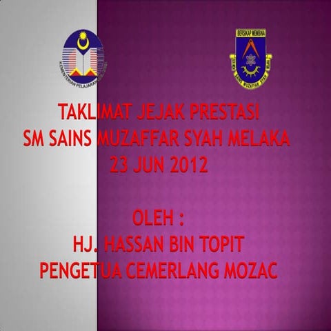 Taklimat Jejak Prestasi oleh Tuan Pengetua