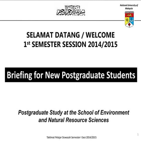 Taklimat penyelaras program sem i sesi 20142015