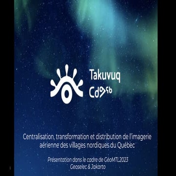 Centralisation, transformation et distribution de l’imagerie aérienne des vil...