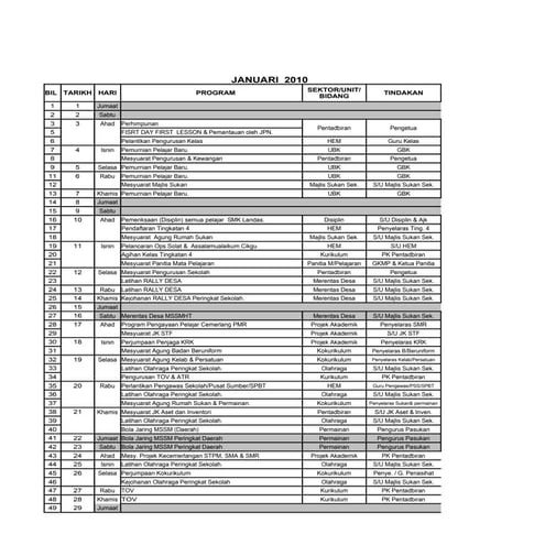 Takwim Persekolahan 2010