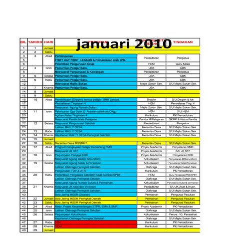 Takwim Persekolahan SMKL 2010 