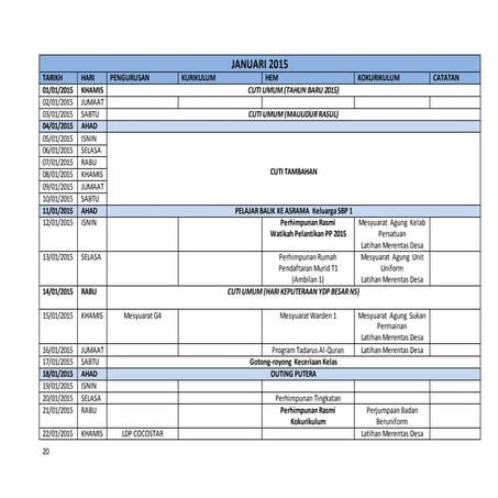 Takwim persekolahan 2015