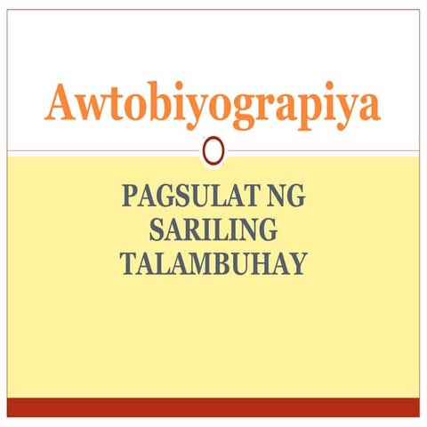 Pagsulat ng Malikhaing Di Piksyon na Talambuhay