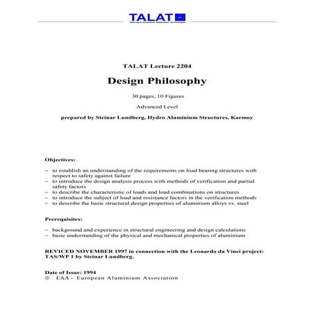 TALAT Lecture 2204: Design Philosophy