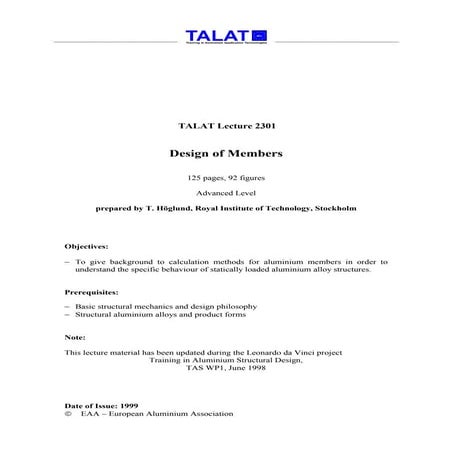 TALAT Lecture 2301: Design of Members
