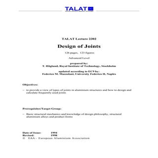 TALAT Lecture 2302: Design of Joints