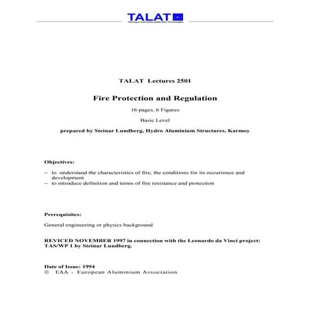TALAT Lecture 2501: Fire Protection and Regulation