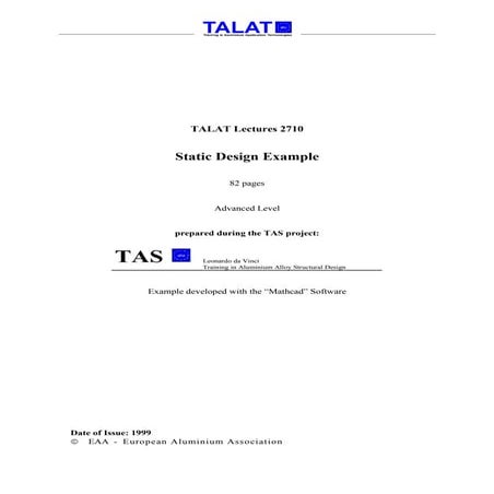 TALAT Lecture 2710: Static Design Example